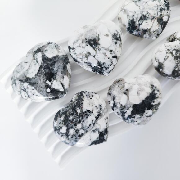 Black Tourmaline in Quartz Heart Crystal Carving - Picture 2 of 9